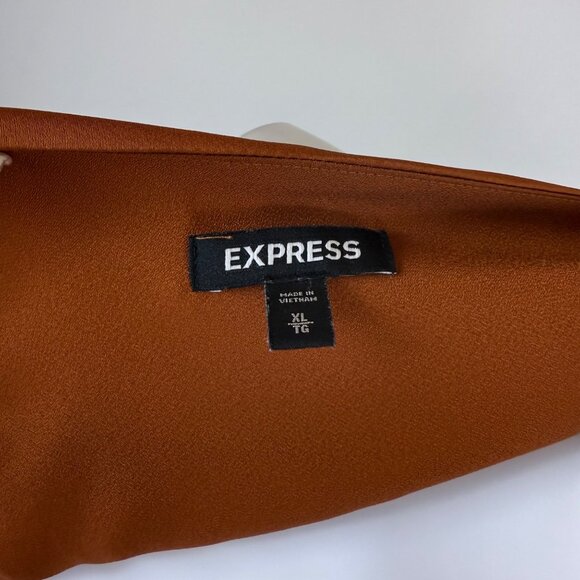 Express Womens Burnt Orange Polyester Ruched Front Cami Top Adjustable Straps XL - Picture 4 of 6